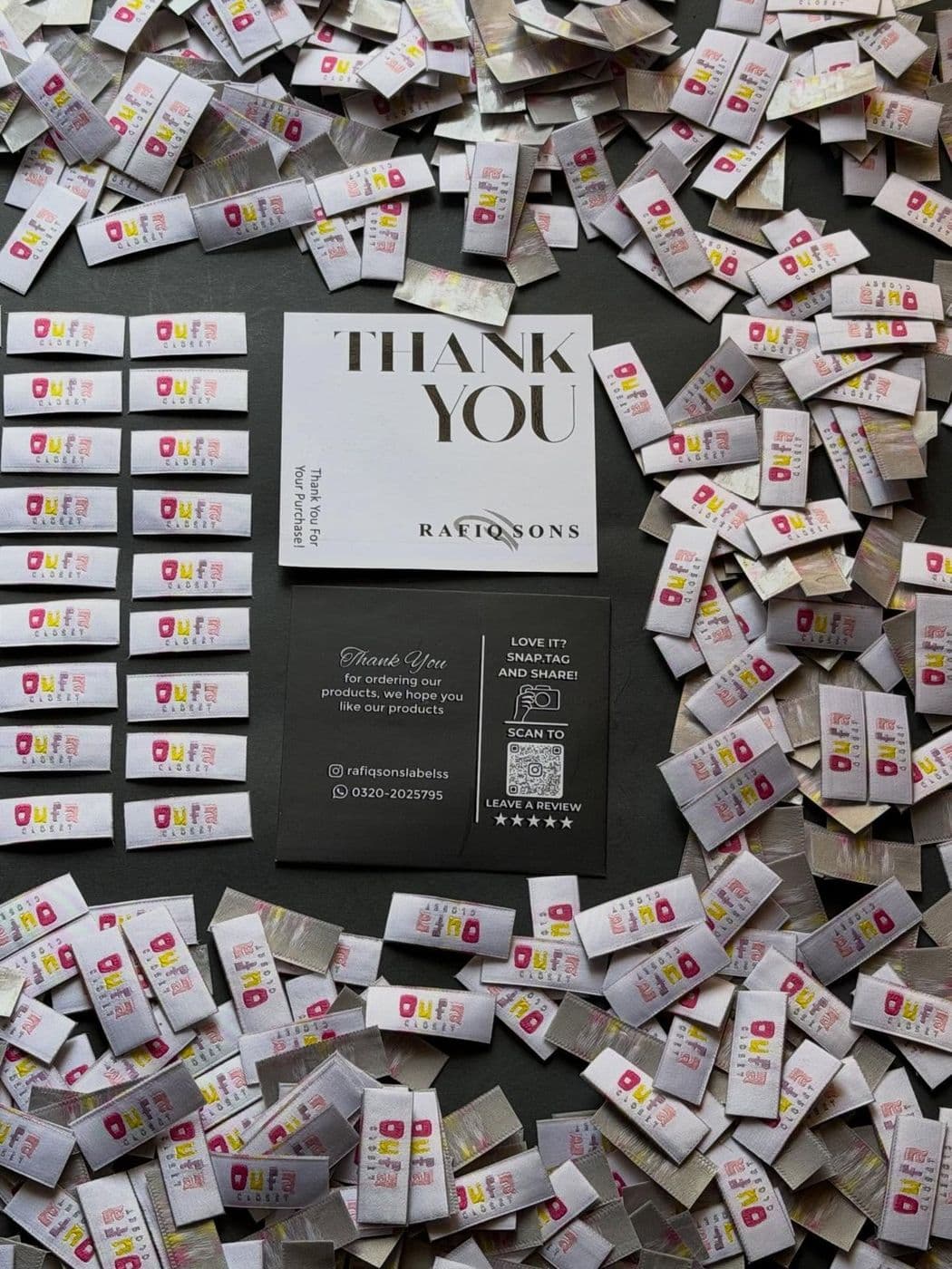 Thank you cards example by Rafiq Sons Labels